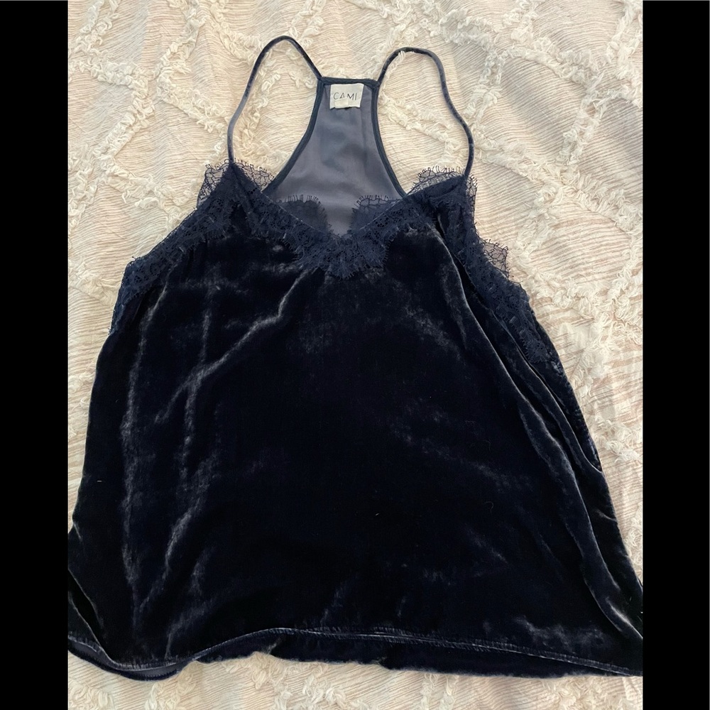 Cami NYC Velvet Lace Trim Camisole - Black